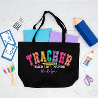 Tote Bag, Teacher Gift, Black Canvas