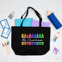 Tote Bag, Teacher Gift, Black Canvas