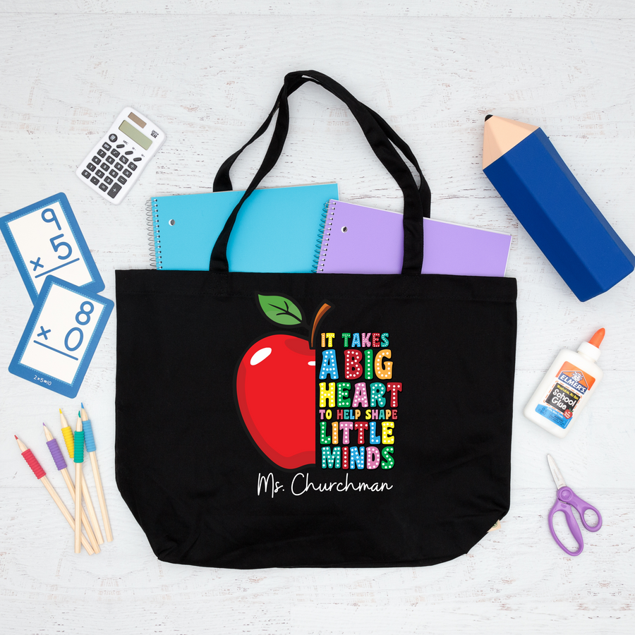 Tote Bag, Teacher Gift, Black Canvas