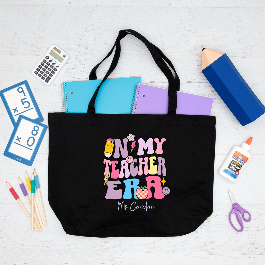 Tote Bag, Teacher Gift, Black Canvas