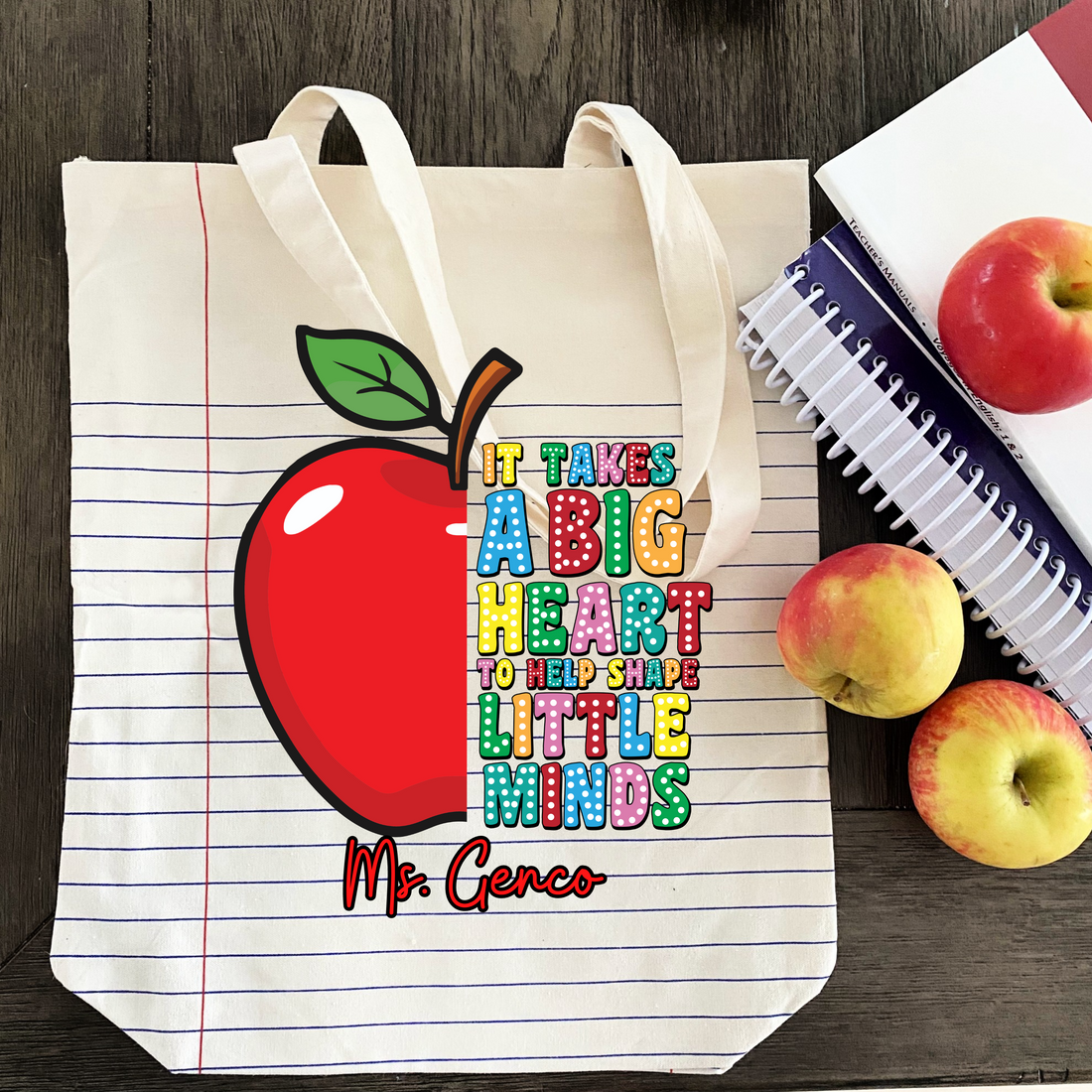 Tote Bag, Teacher Gift, Lined Paper Canvas