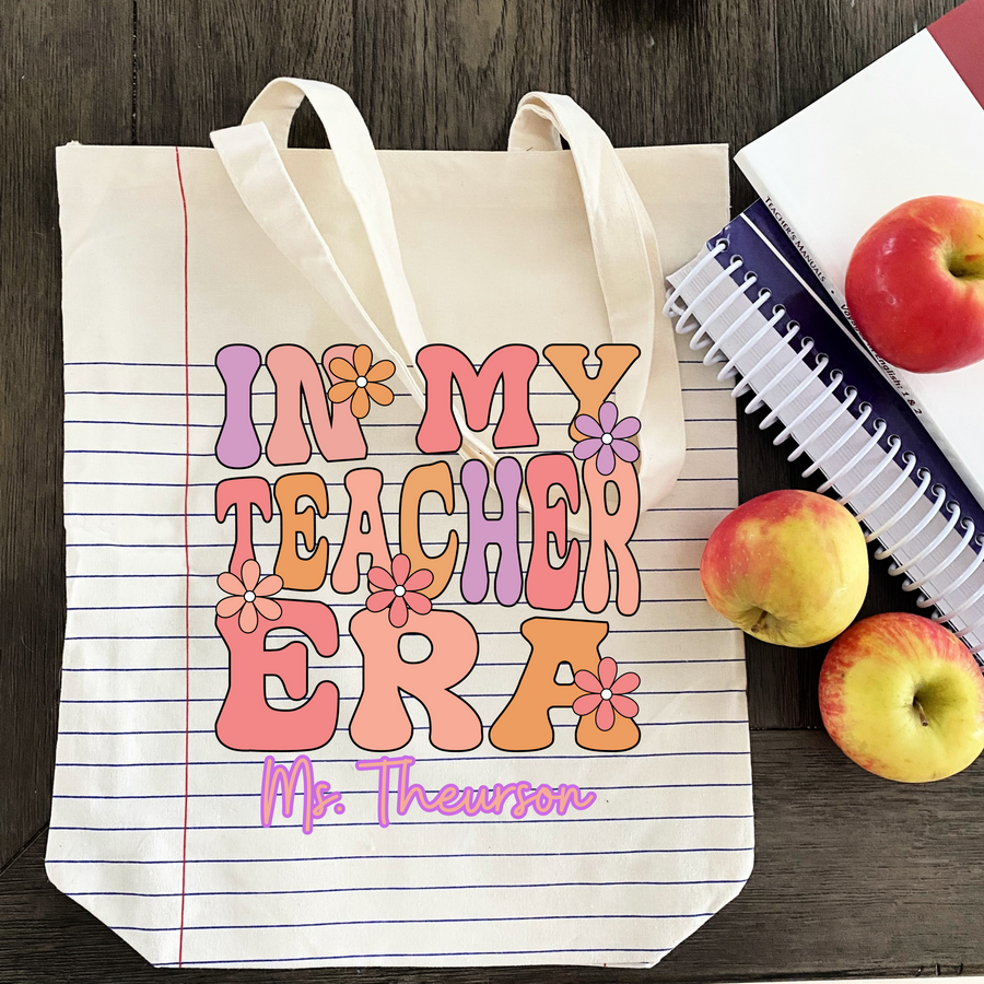 Tote Bag, Teacher Gift, Lined Paper Canvas