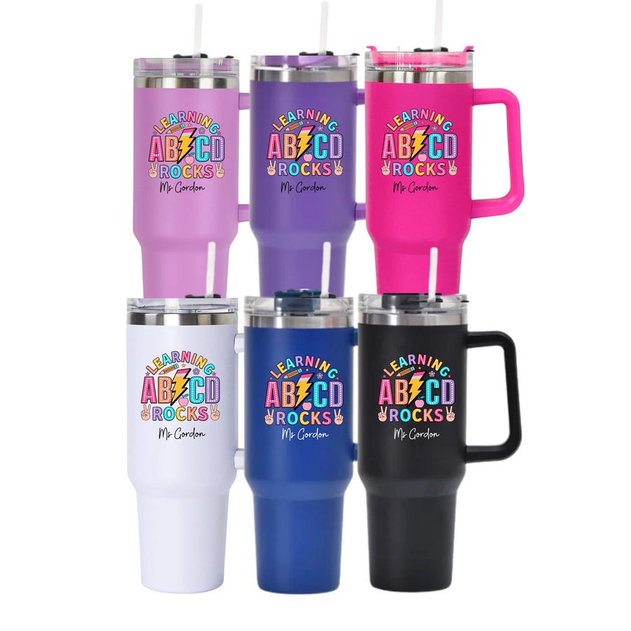 40oz Stainless Steel Tumbler, Teacher Gift, Learning ABCD Rocks