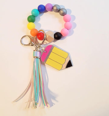 Silicone Wristlet, Bright Beads Pencil Charm