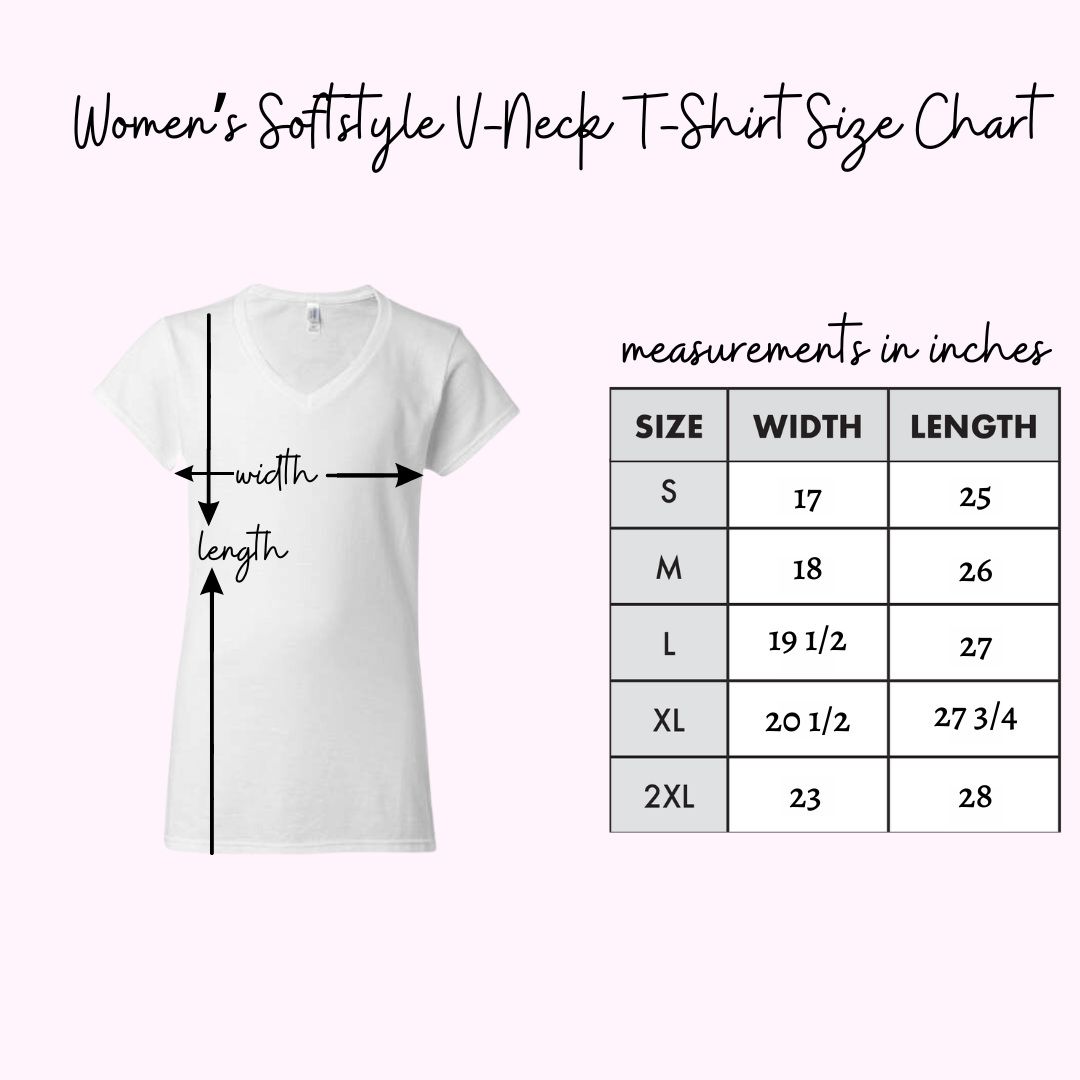 Women's Softstyle V-Neck T-Shirt, MMM 2024