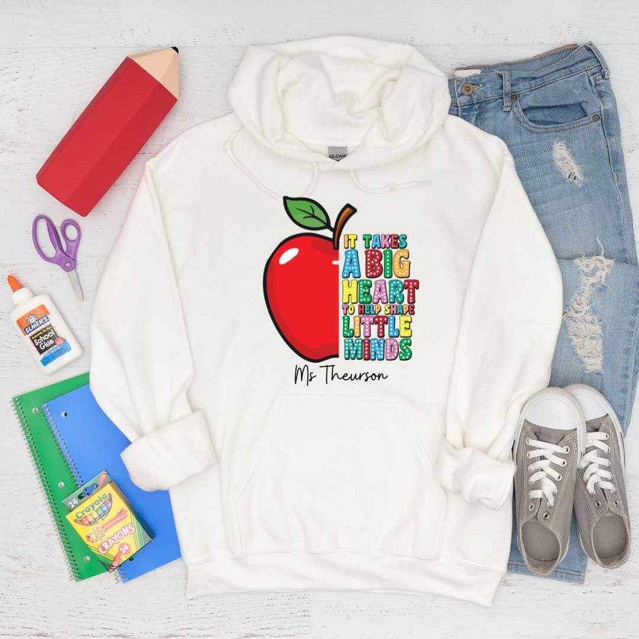 Hoodie, Teacher Gift, Apple It Takes a Big Heart